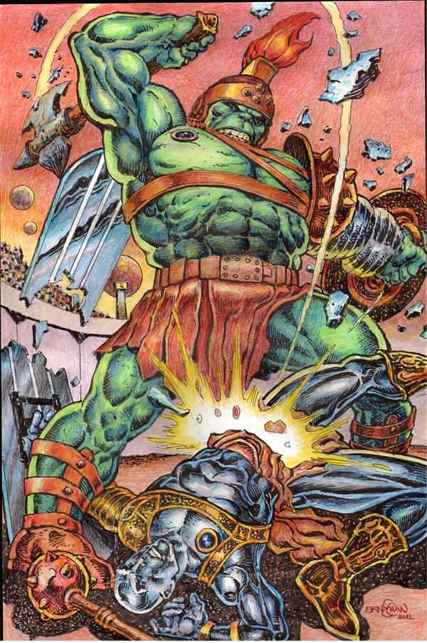 Planet Hulk - watercolor by Ernie Chan