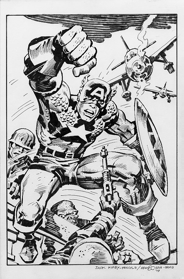 Captain America - light boxed from Jack Kirby pencils by Ernie Chan
